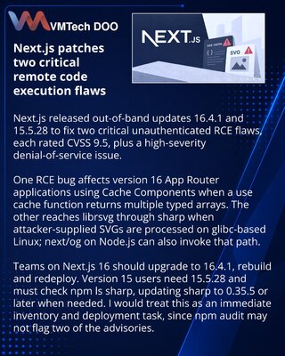 Next.js исправила две критические RCE-уязвимости и DoS-ошибку