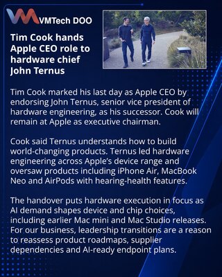 Tim Cook leaves Apple CEO role as John Ternus takes over