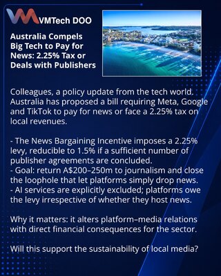 Australija prisiljava Big Tech da plaća za vesti: porez 2,25% ili sporazumi sa izdavačima