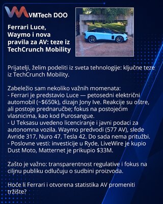 Ferrari Luce, Waymo и новые правила AV: тезисы из TechCrunch Mobility