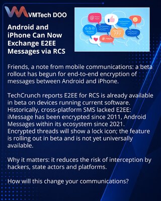 Android i iPhone sada mogu razmenjivati zaštićene e2ee poruke putem RCS