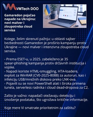 Gamaredon pojačao napade na Ukrajinu: novi malver i zloupotreba cloud servisa