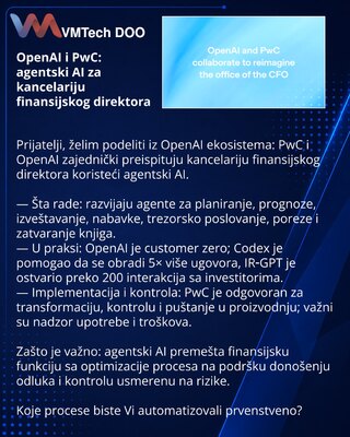 OpenAI i PwC: agentski AI za kancelariju finansijskog direktora