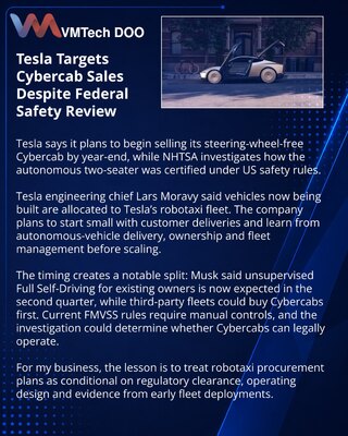 Tesla najavljuje prodaju Cybercab vozila do kraja godine