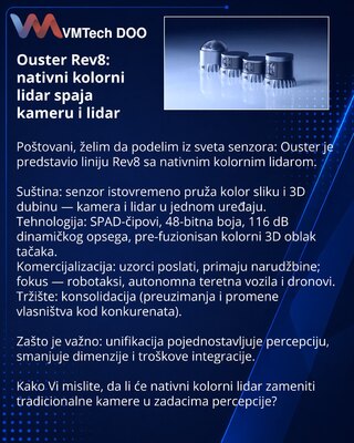Ouster Rev8: nativni kolorni lidar spaja kameru i lidar