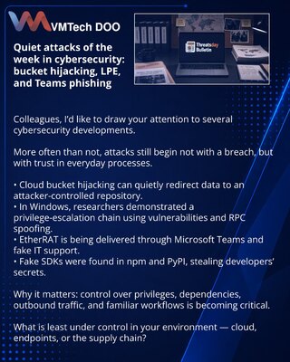 Quiet attacks of the week in cybersecurity: bucket hijacking, LPE, and Teams phishing