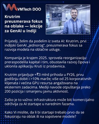 Krutrim preusmerava fokus na oblake — lekcije za GenAI u Indiji