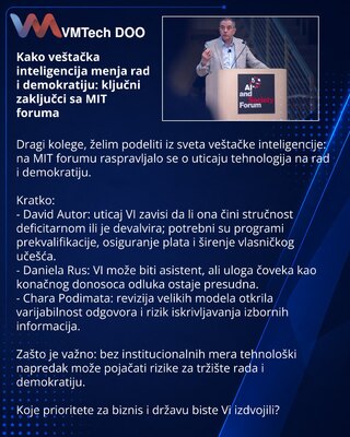 Kako veštačka inteligencija menja rad i demokratiju: ključni zaključci sa MIT foruma