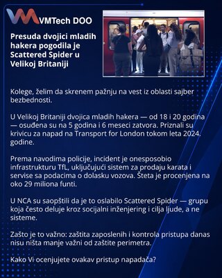 Presuda dvojici mladih hakera pogodila je Scattered Spider u Velikoj Britaniji