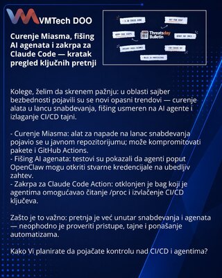 Curenje Miasma, fišing AI agenata i zakrpa za Claude Code — kratak pregled ključnih pretnji