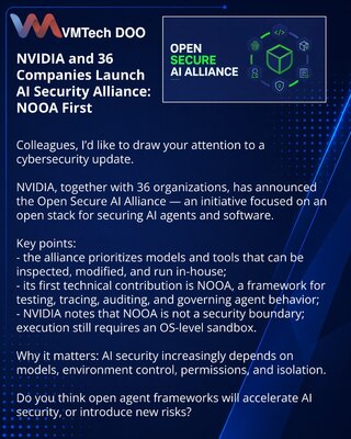 NVIDIA i 36 kompanija pokrenuli savez za zaštitu veštačke inteligencije: prvi doprinos — NOOA