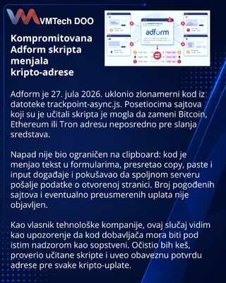 Compromised Adform Script Replaced Crypto Wallet Addresses on Customer Sites