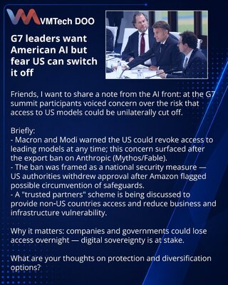 G7 leaders want American AI but fear US can switch it off