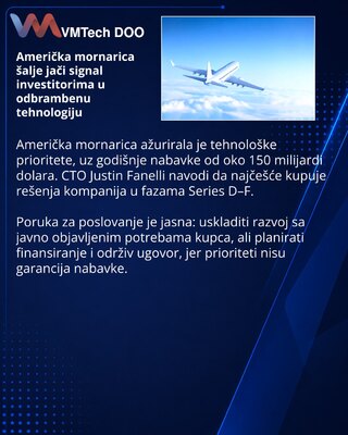 Američka mornarica usmerava investitore ka pet tehnoloških oblasti