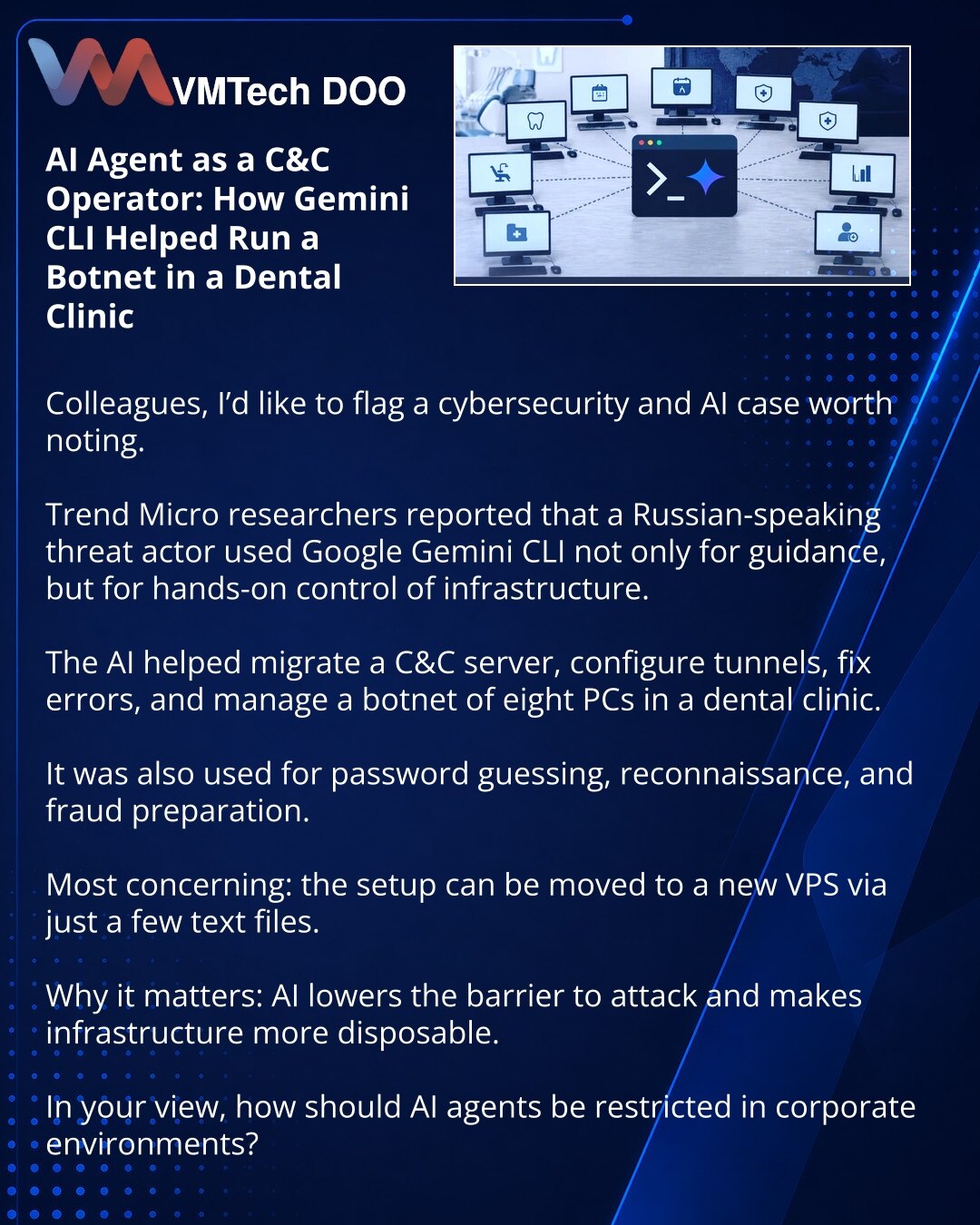 AI Agent as a C&C Operator: How Gemini CLI Helped Run a Botnet in a Dental Clinic