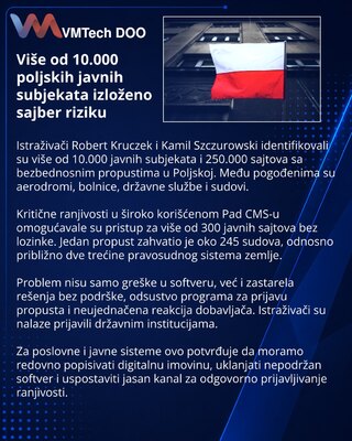 Poljski javni sajtovi izloženi riziku zbog ranjivog CMS-a
