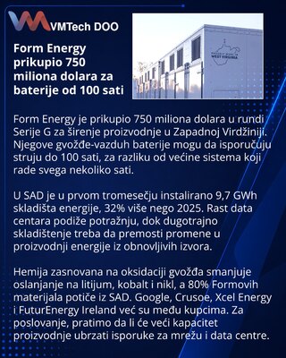 Form Energy привлекла $750 млн на производство 100-часовых батарей