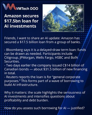Amazon secures $17.5bn loan for AI investments