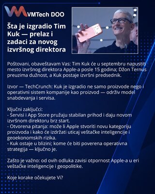 Šta je izgradio Tim Kuk — prelaz i zadaci za novog izvršnog direktora