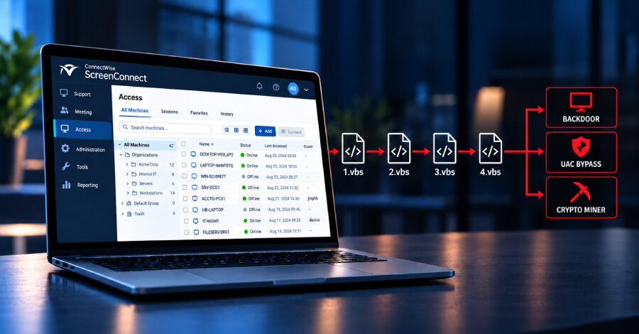 Поддельные клиенты ScreenConnect распространяют VBScript-цепочку