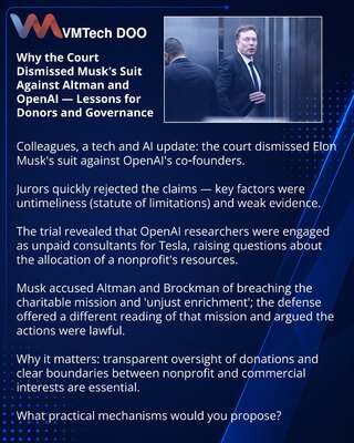 Why the Court Dismissed Musk's Suit Against Altman and OpenAI — Lessons for Donors and Governance