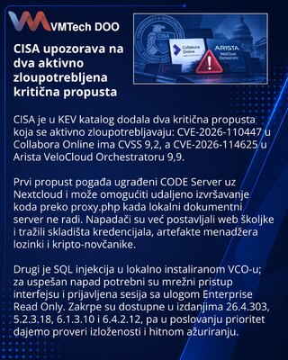 CISA предупредила об атаках на Collabora Online и Arista VeloCloud