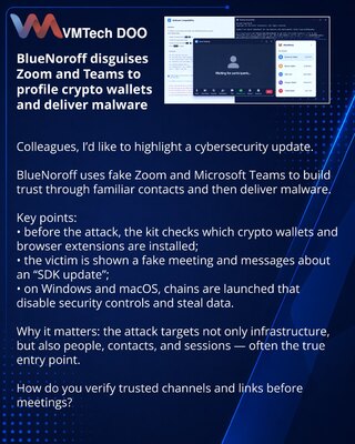 BlueNoroff маскирует Zoom и Teams, чтобы профилировать криптокошельки и доставлять malware