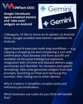 Google uvodi agentni Gemini i 'vibe-code' vidžete na Android