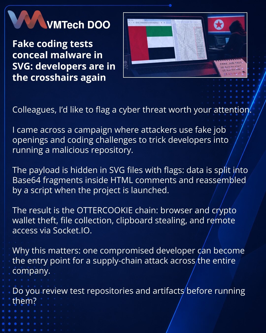 Fake coding tests conceal malware in SVG: developers are in the crosshairs again