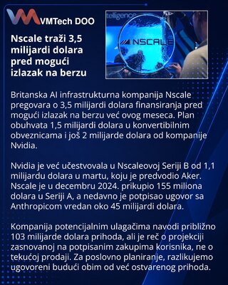 Nscale pregovara o 3,5 milijardi dolara pred IPO