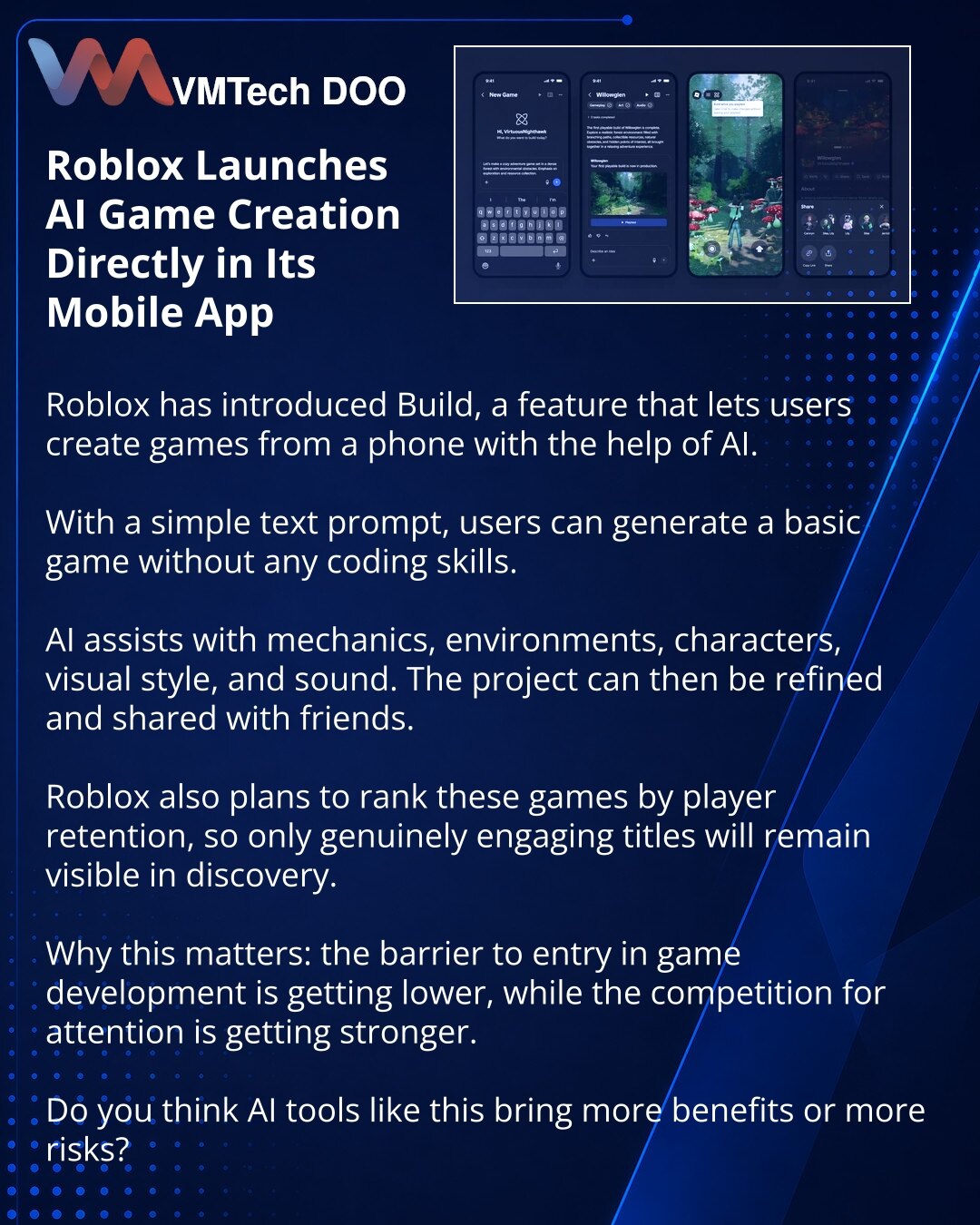 Roblox Launches AI Game Creation Directly in Its Mobile App