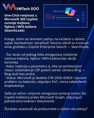 One-click vulnerability in Microsoft 365 Copilot: email, file and MFA-code leakage (SearchLeak)