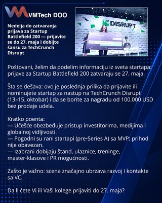 Nedelja do zatvaranja prijava za Startup Battlefield 200 — prijavite se do 27. maja i dobijte šansu za TechCrunch Disrupt