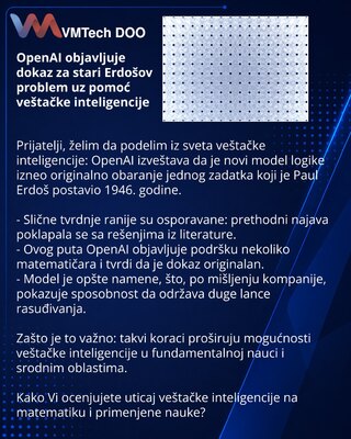 OpenAI objavljuje dokaz za stari Erdošov problem uz pomoć veštačke inteligencije