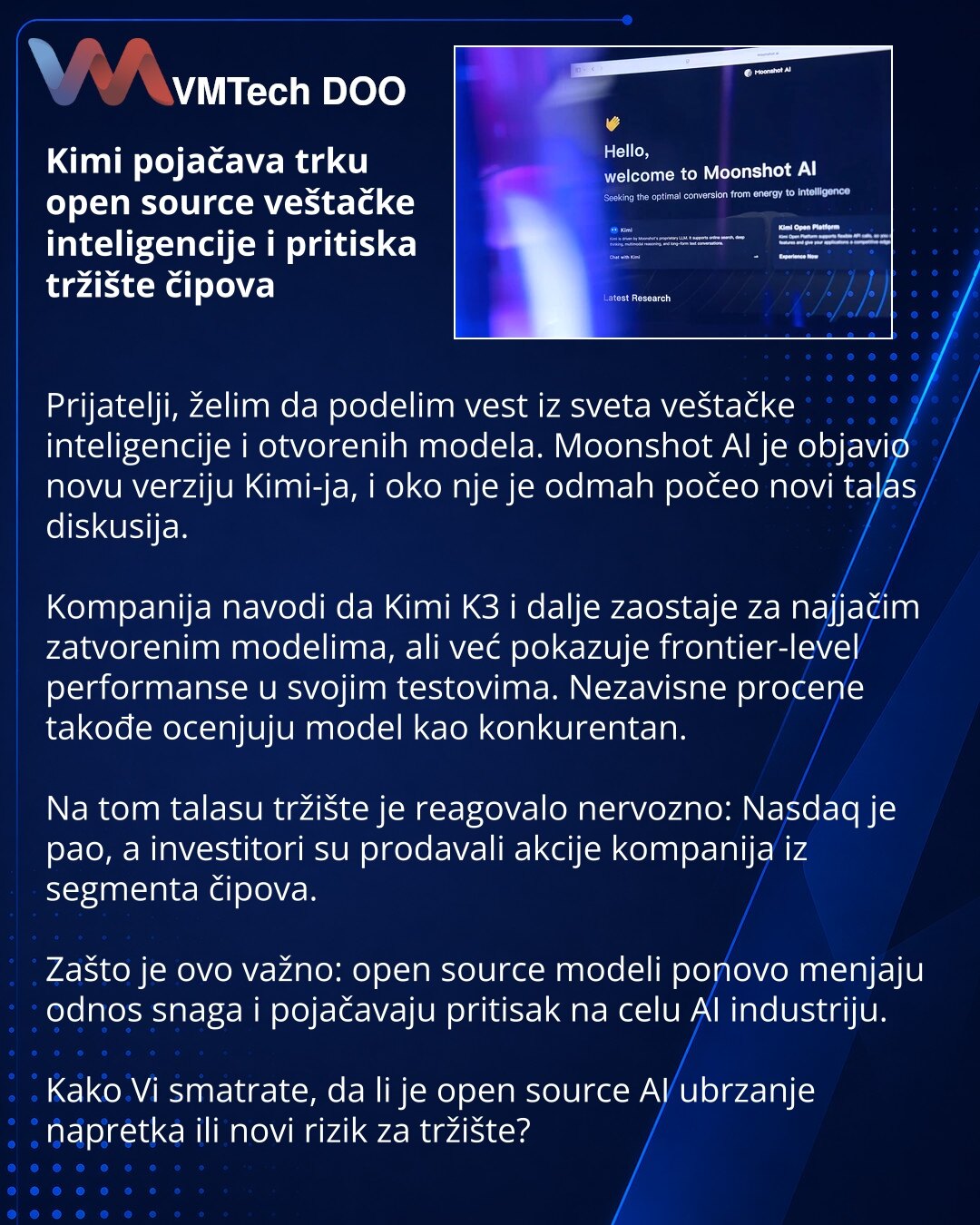 Kimi pojačava trku open source veštačke inteligencije i pritiska tržište čipova
