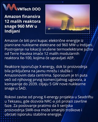 Amazon профинансирует 12 малых реакторов на месте ТЭС в Индиане