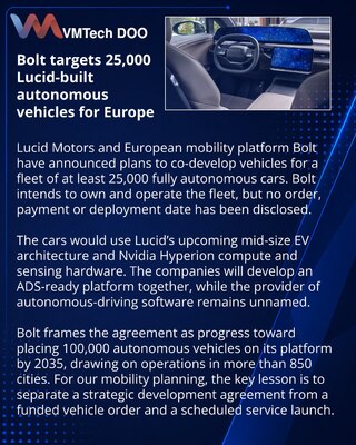 Bolt and Lucid outline European robotaxi development partnership