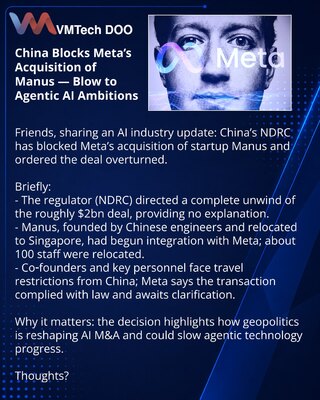 China Blocks Meta’s Acquisition of Manus — Blow to Agentic AI Ambitions