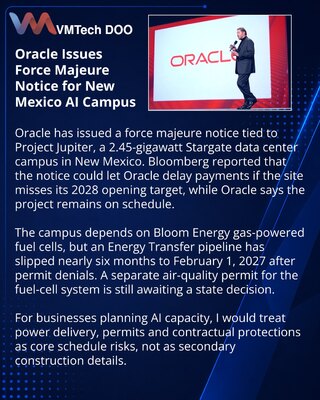 Oracle obaveštenjem o višoj sili štiti rok za Project Jupiter