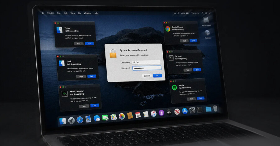 ClickLock za macOS: stealer vrši pritisak na žrtvu, ubijajući aplikacije pre unosa lozinke