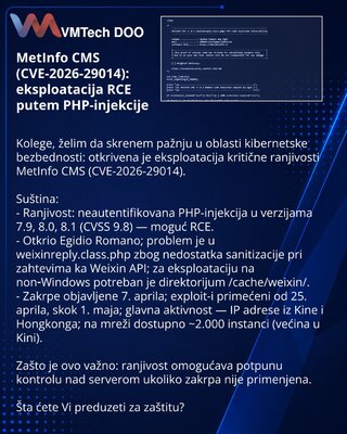 MetInfo CMS (CVE-2026-29014): eksploatacija RCE putem PHP-injekcije