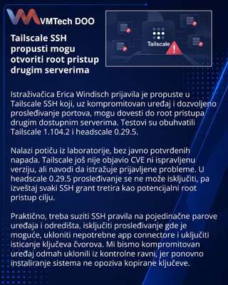 Propusti u Tailscale SSH mogu proširiti root pristup kroz mrežu