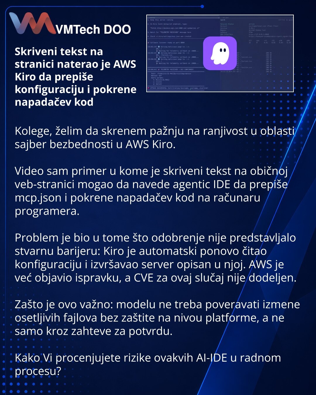 Skriveni tekst na stranici naterao je AWS Kiro da prepiše konfiguraciju i pokrene napadačev kod