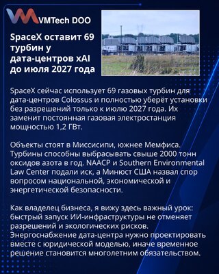 SpaceX će turbine za xAI kod Memfisa potpuno ukloniti tek 2027.