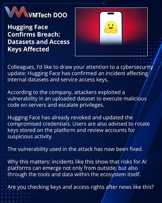 Hugging Face подтвердил взлом: затронуты датасеты и ключи доступа
