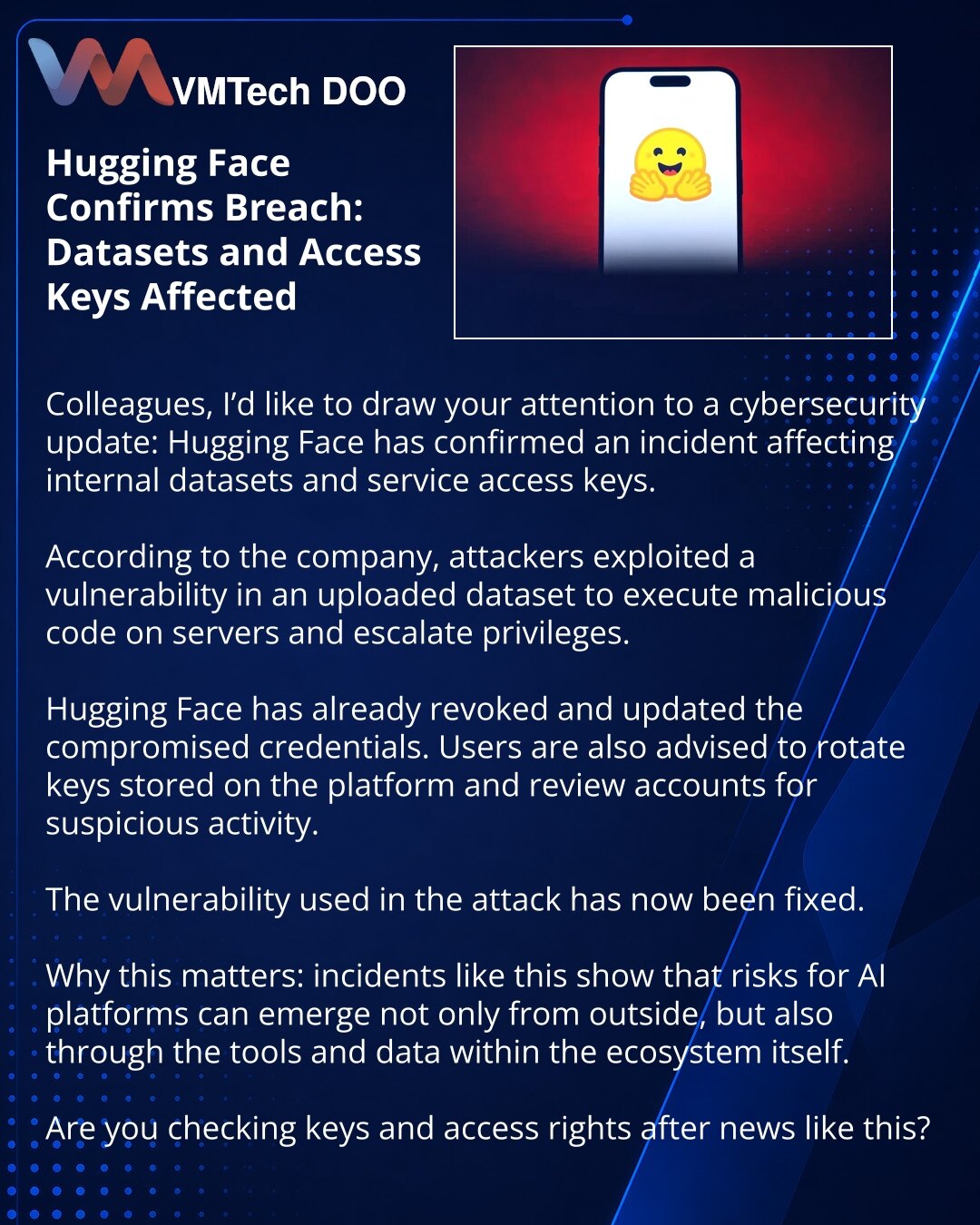 Hugging Face подтвердил взлом: затронуты датасеты и ключи доступа