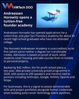 Andreessen Horowitz launches founder academy for high-school graduates