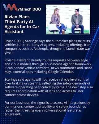 Rivian outlines plans for third-party AI agents in its vehicles
