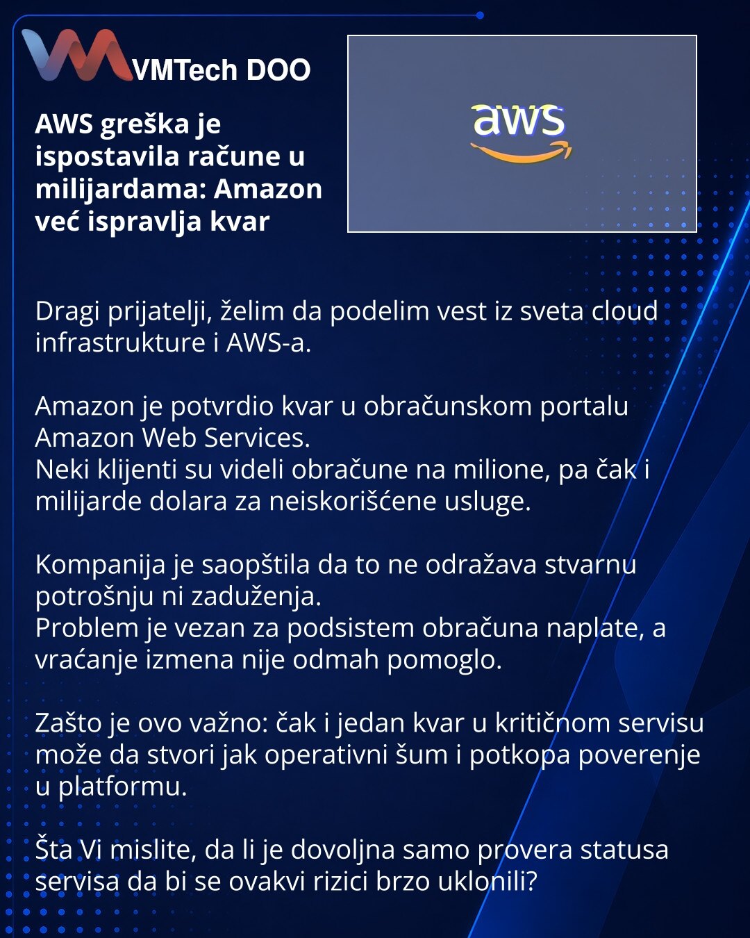 AWS greška je ispostavila račune u milijardama: Amazon već ispravlja kvar