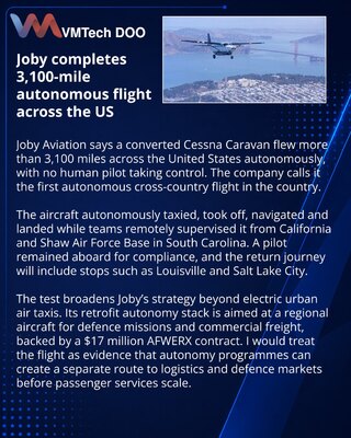 Joby совершила автономный перелёт через США на Cessna Caravan